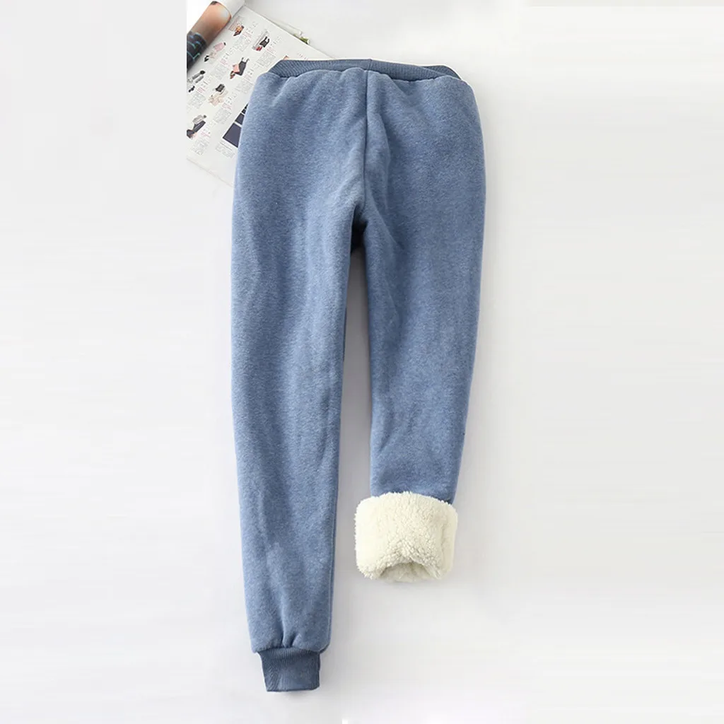Women Winter Pants Thick Lambskin Cashmere Pants Warm Female Casual Loose Harlan Pants Drawstring Waist Long Trousers#T2G