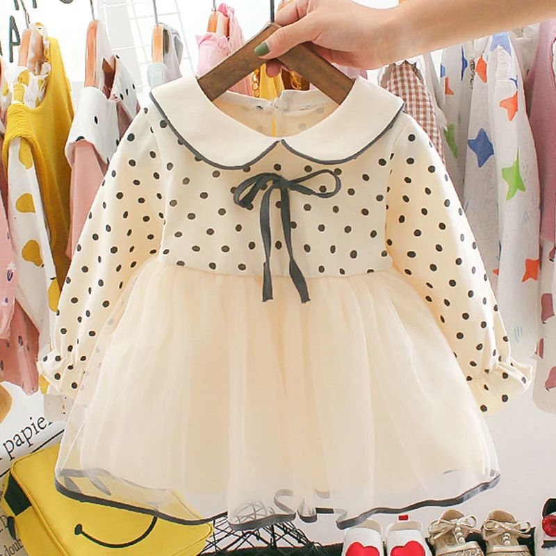 

2019 Girls Dress Autumn Winter Dress Baby Season New Long-Sleeved Polka Dot Princess Dress Baby Birthday Dress