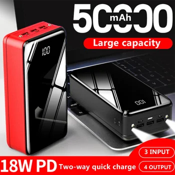 

Real Power Bank 50000mAh Portable Charging PowerBank 4 output 3 input PoverBank External Battery Charger For Xiaomi Mi iPhone