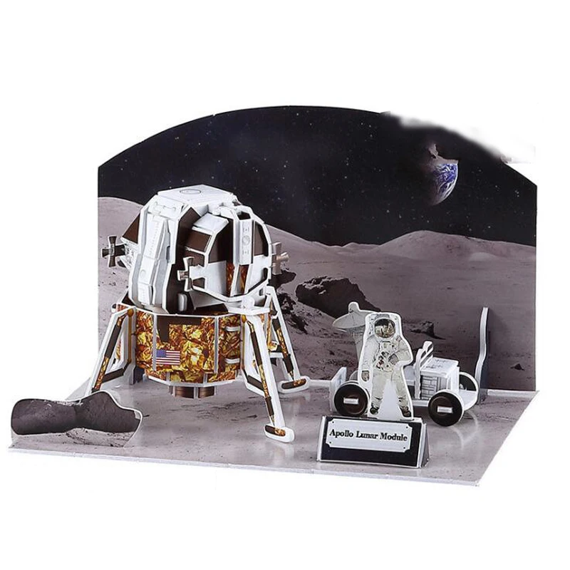 MH003 Apollo 3D Трехмерная бумажная головоломка, Космический глобус, солнечная система, детская головоломка, креативная, сделай сам, собранная, Волшебная вилка, игрушка - Цвет: MH003 Apollo