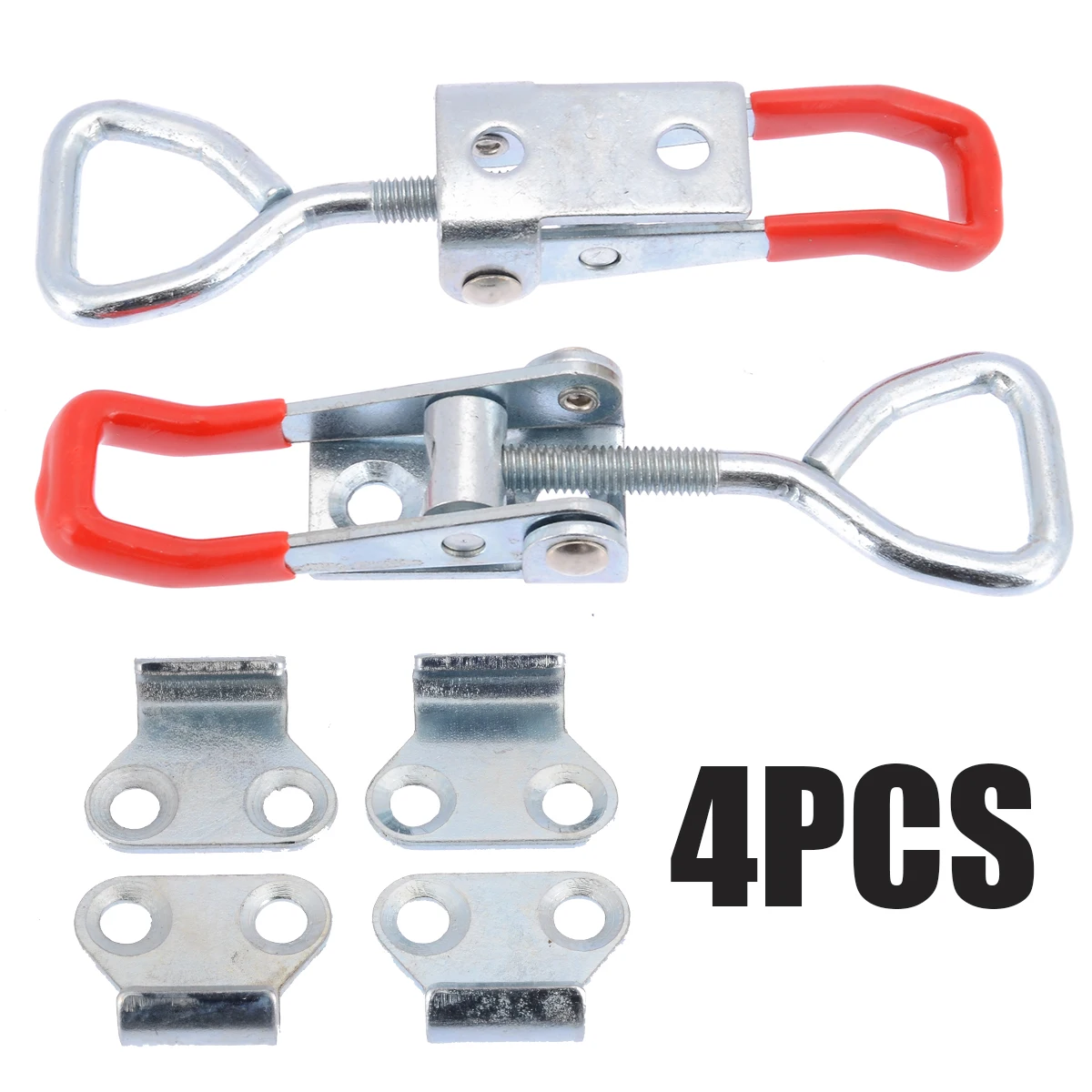 4Pcs Adjustable Cabinet Boxes Lever Handle Clamp Silver Tool For Office Home Shop Toggle Latch Catches Lock Hasps