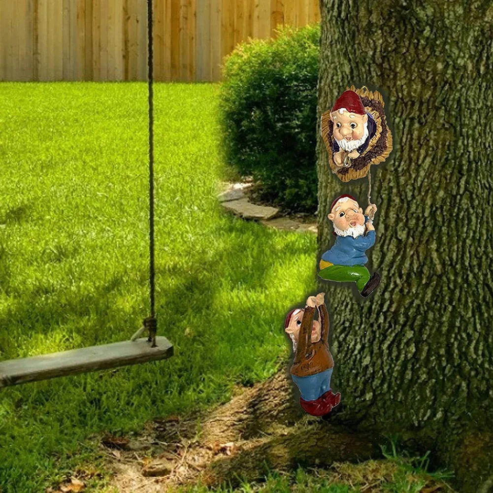 Resin Climbing Gnome Sculpture Dwarf Art Statue Landscape Lawn Figurine For Gift Outdoor Balcony Porch Patio Yard Garden Decorat