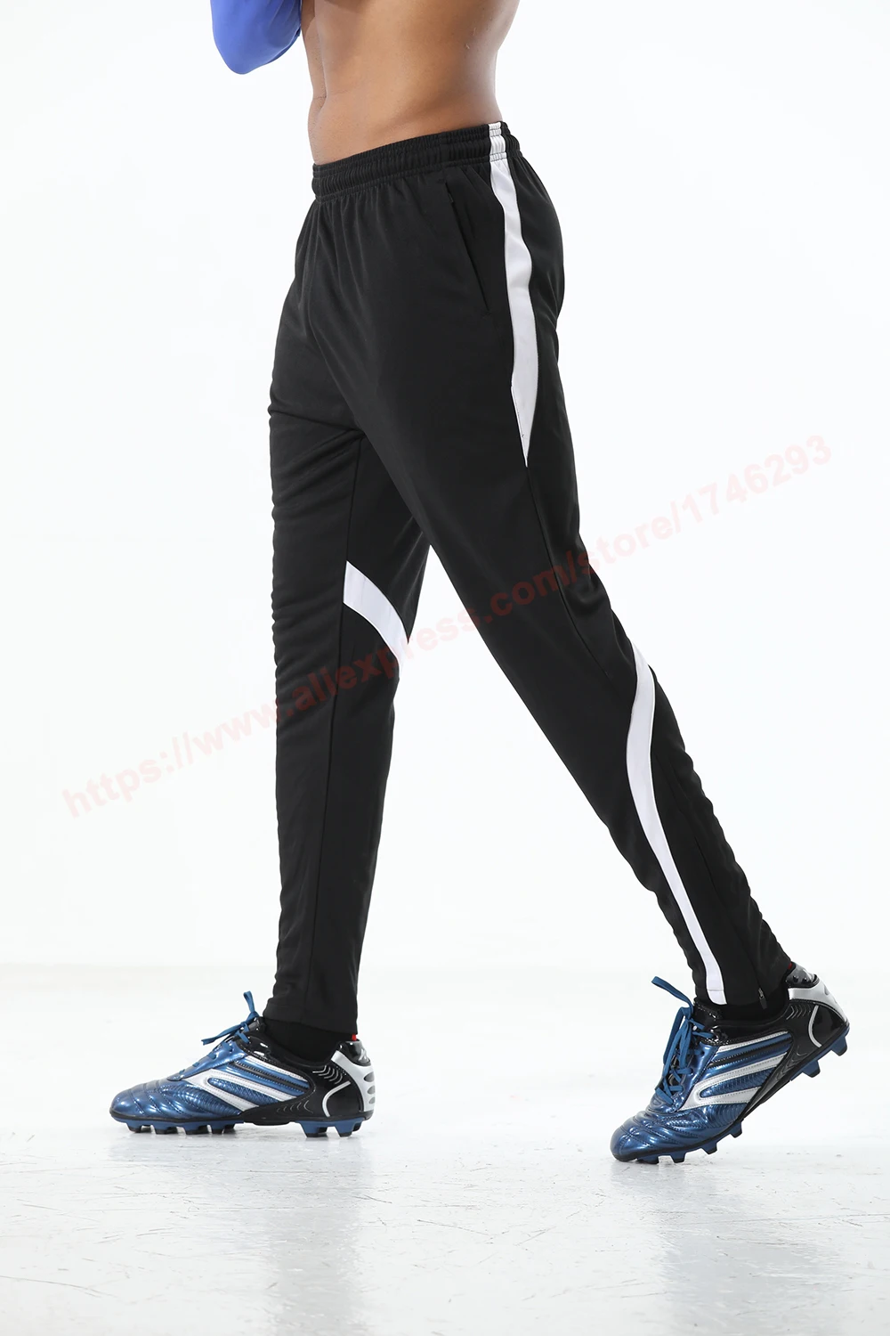 Мужские футбольные штаны на молнии, тренировочные штаны для футбола, бега, спортзала, уличные штаны, спортивные штаны для велоспорта и тренировок