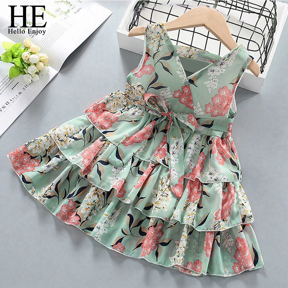 Sweet Dress Costume Children Clothing Floral Baby-Girls Hello Enjoy Casual Summer Kids