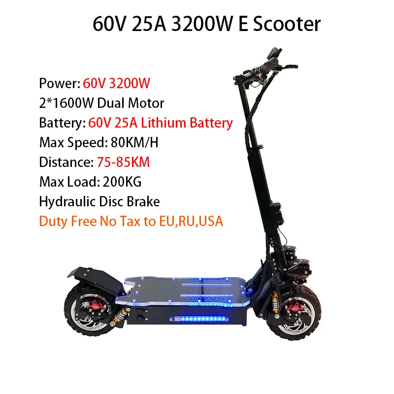 80 км/ч E скутер 3200 Вт 60 В литиевая батарея складной внедорожный мощный Электрический скутер электрический двигатель Patinete Electrico Adulto - Цвет: 60V 25A 3200W