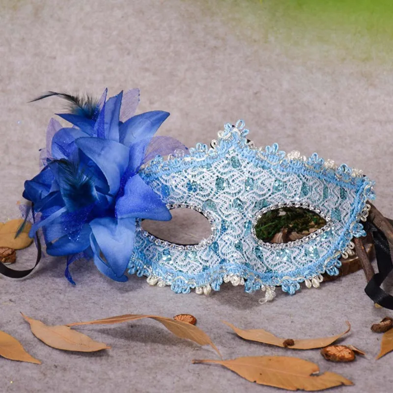 BL Sexy Diamond Mask Venice Feather Flower Wedding Carnival Party Performance Purple Costume Sex Lady Mask Masquerade - Цвет: BL