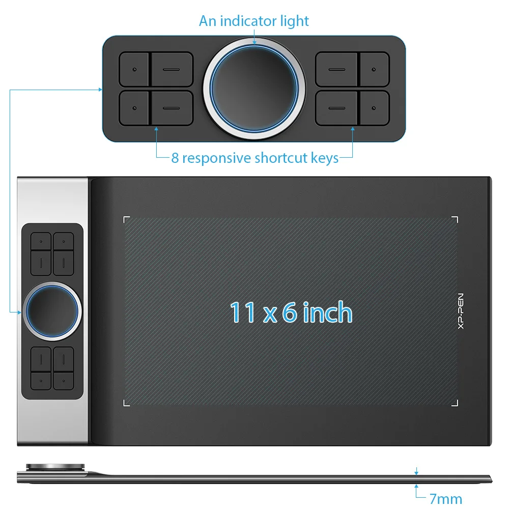 XPPen Deco Pro 미디엄 드로잉 태블릿, 8192 레벨 지지대, 안드로이드 윈도우 맥 디지털 그래픽 태블릿, 드로잉용, 11x6 인치