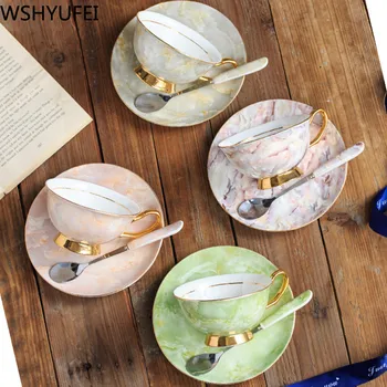 

New luxury Phnom Penh coffee cup Elegant milk cup Office high-grade flower tea cup Household tea set drinking utensils WSHYUFEI