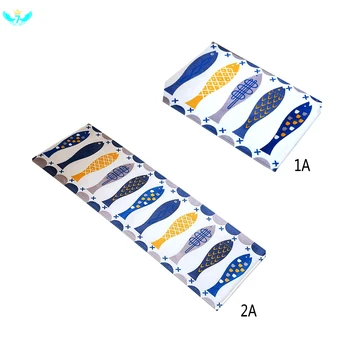

Borlans Washable Kitchen Floor Rug Non-slip Runner Bath Mat Morden Fish Pattern Carpet Abosrbent Doormats DWH5