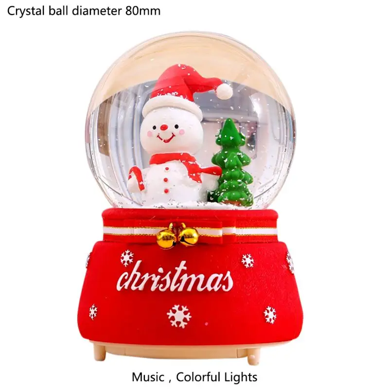 Освещение музыкальная шкатулка Санта Клаус Лось Снежный старый человек с сумкой хрустальный шар для рождественского подарка настольное украшение для дома - Цвет: B1