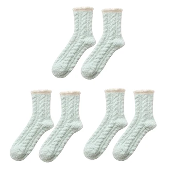 

3 Pairs Bed Soft Indoor Cozy Winter Warm Floor Women Socks Casual Fluffy Fuzzy Home Elastic Cute Plush Daily Sleeping