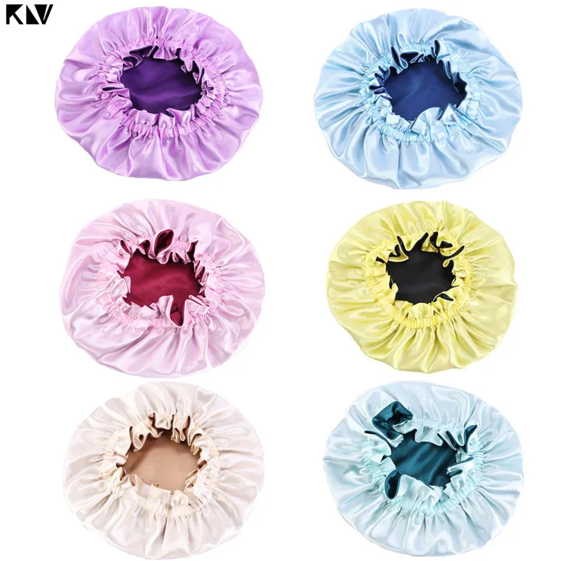 Baby Accessories cute	 New Baby Silky Satin Bonnet Double Layer Adjustable Sleep Cap Girl Night Turban Children Solid Color Cute Hat Fashion Baby Cap Baby Accessories cute	