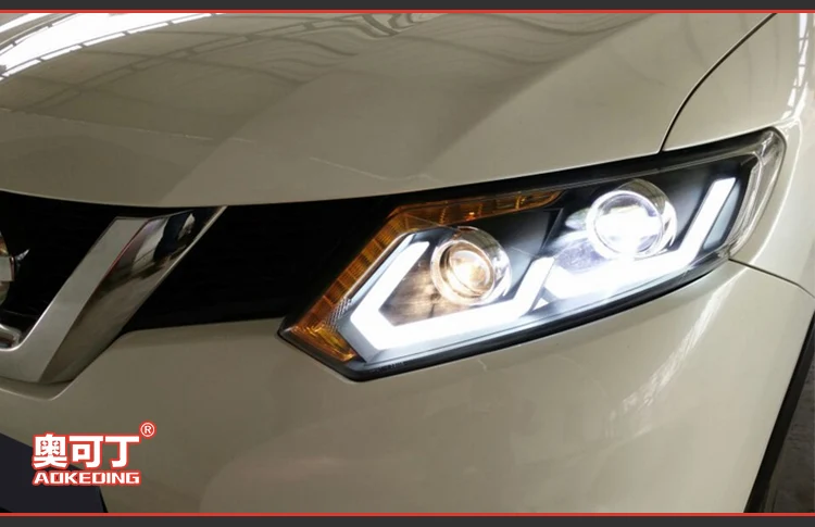 Car Styling Head Lamp case for Nissan X-trail Headlights- Rouge LED Headlight LED DRL H7 D2H Hid Angel Eye Bi Xenon