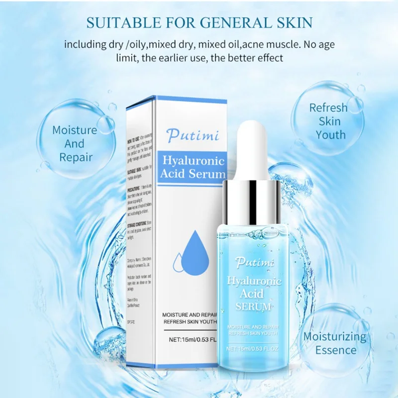 Сыворотка для лица с гиалуроновой кислотой Repair Refresh Skin Youth, антивозрастной, сужающийся поры, Осветление кожи лица увлажняющий экстракт, уход за кожей 15 мл