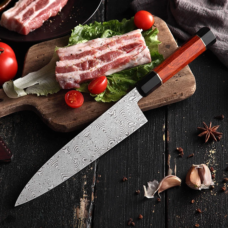 Поварской нож HEZHEN 210 мм Gyuto японские кухонные ножи из дамасской стали 110 слоев