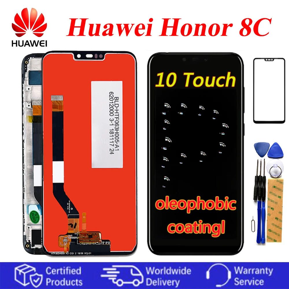 

10 Point Touch LCD Display Huawei Honor 8C Touch Screen Dizigiter Assembly Frame Honor Paly 8C BKK-AL10 BKK-L21 LCD