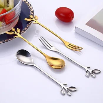 

Stainless Steel Spoon Creative Branch Leaves Spoon/Fork Coffee Stirring Spoon Christmas Gift Kitchen Accessories Tableware