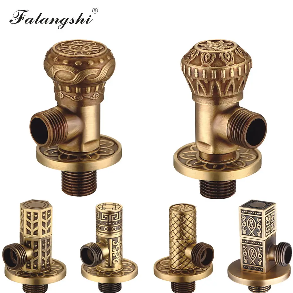 Antique Carved Toilet Filling Valve Copper Brass Indoor/ Outdoor Garden Taps Valve High Quality Luxury Bathroom Accessories Angle Valve WB8507