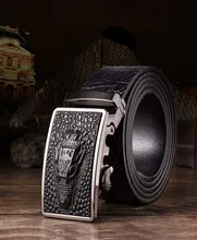  2021 new men's business leather crocodile pattern 110-125CM high quality first layer cowhide automatic buckle belt belt 