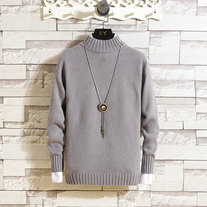 2019 Winter High Neck Thick Warm Sweater Men Turtleneck Brand Mens Sweaters Slim Fit Pullover Men Knitwear Male Solid Pullovers