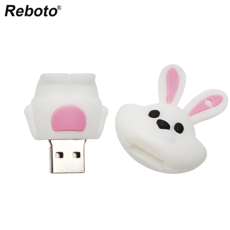 Мини-флеш-накопитель USB с рисунком из мультфильма, силиконовая карта памяти, 64 ГБ, 32 ГБ, 16 ГБ, 8 ГБ, милый кролик, флеш-диск U Stick для ПК