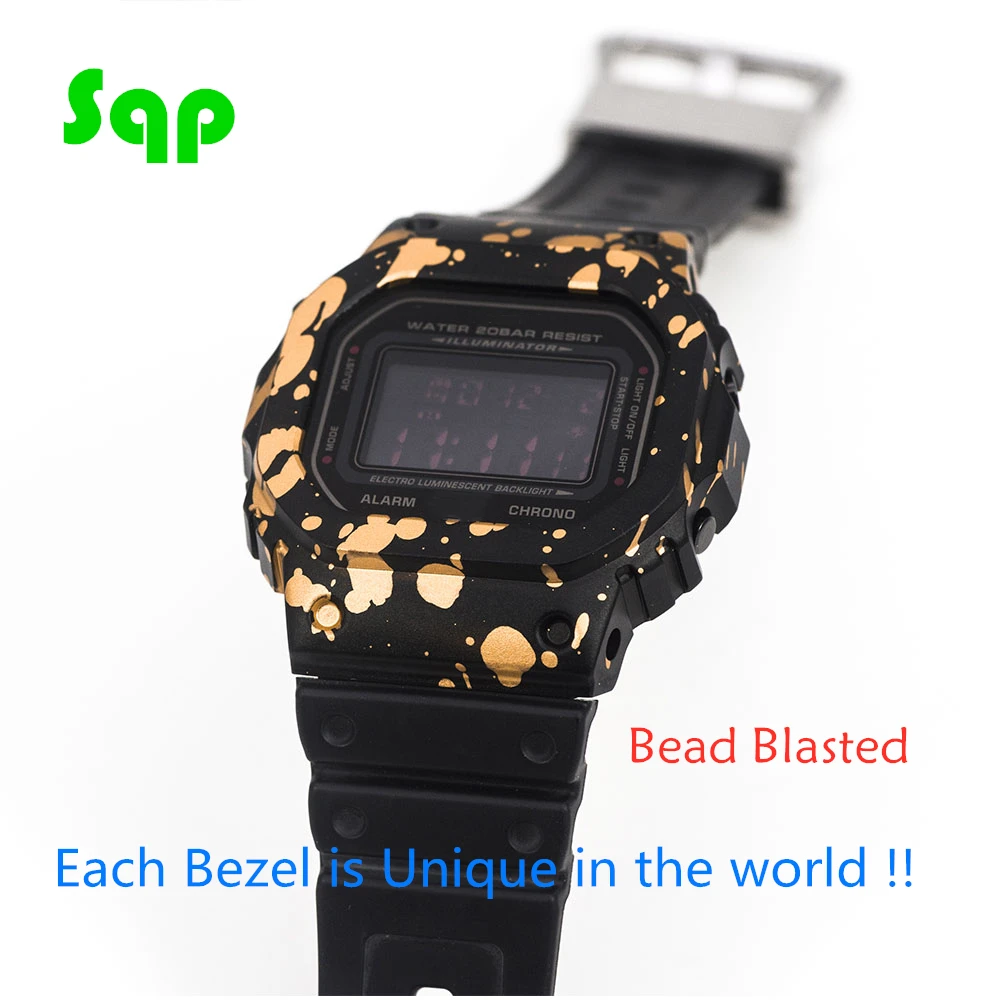 DW5600 5610 супер светильник граффити золотые часы Безель из алюминиевого сплава