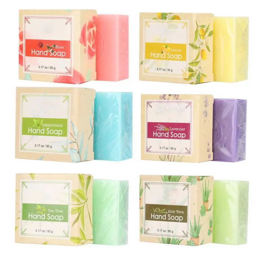 Soap Base 6pcs Natural Moisturizing Essential Oil Soap Bath Face Gentle Cleaning Skin Care Body Soap