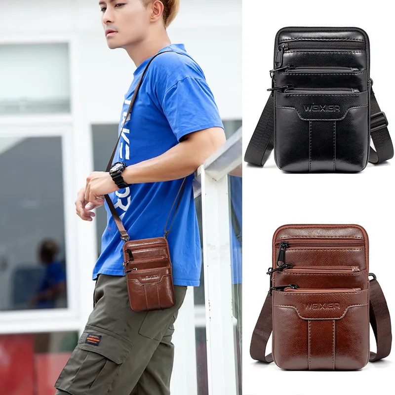 

Men's Fashion Crossbody Bags PU Leather Shoulder Bag 2019 New Males Phone Bag Card Storage Bag Multi-funcation Casual Bags