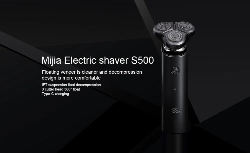 Xiaomi Mijia электробритва S500 бритва 3 плавающая головка для бритья сухой влажный бритвенный станок триммер для бороды светодиодный дисплей