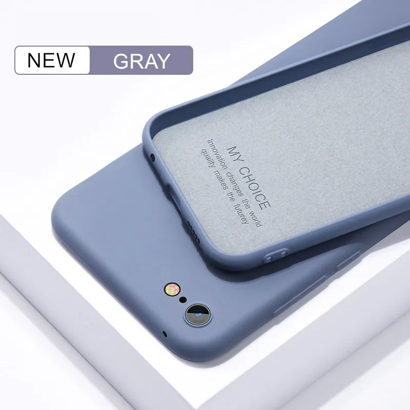 Тонкий мягкий чехол для iPhone X XS 11 pro Max XR жидкий силиконовый конфетный чехол для iPhone 8plus 5 5S SE 4 4s 6 6S 7 8 Plus - Цвет: Gray