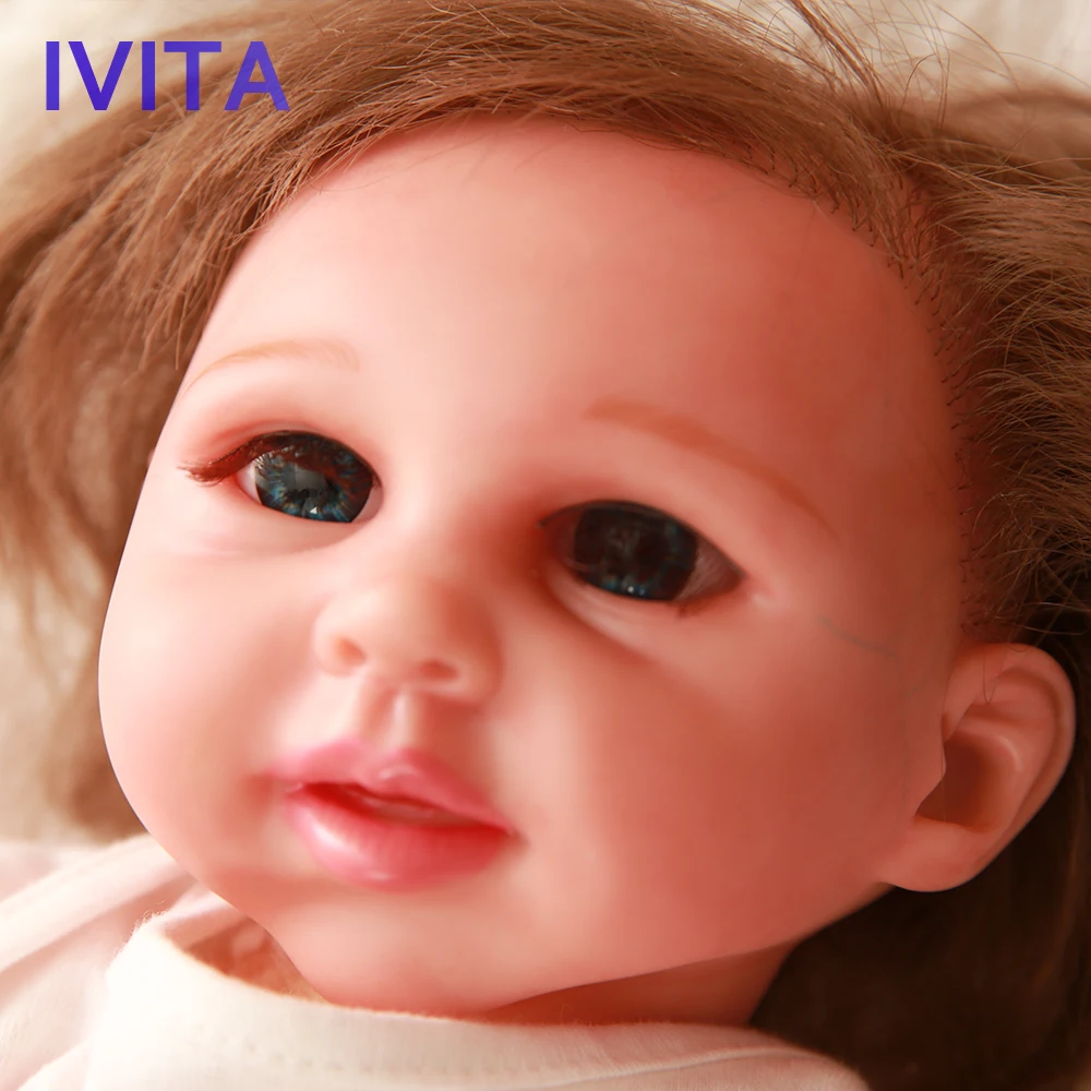 IVITA DS1802, ручная работа, Очаровательная силиконовая кукла-Реборн, Реалистичная игрушка для маленьких девочек с окрашенными ногтями кровеносного сосуда, посаженные волосы