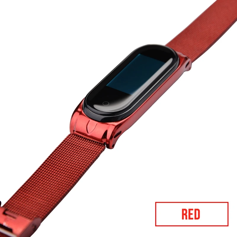 Red Hangrui mi Band 4 сменный металлический ремешок на запястье для Xiaomi mi Band 4 3 Xio mi браслет из нержавеющей стали 4 mi 3 браслет - Color: Red