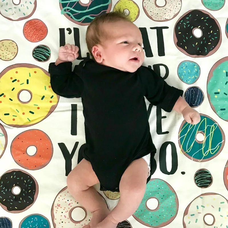 Donut Printed Baby Play Mat Cushion Small Quilt Baby Sleeping Mat Floor Carpet Baby Gym Activity Room Decor Crawling Blanket Pad