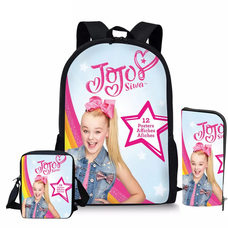ThiKin суперзвезда JOJO Siwa девушка рюкзак 3 шт./компл. школьная сумка в комплекте школьные сумки для подростков мальчиков и девочек студентов Bagback - Цвет: as pictures3