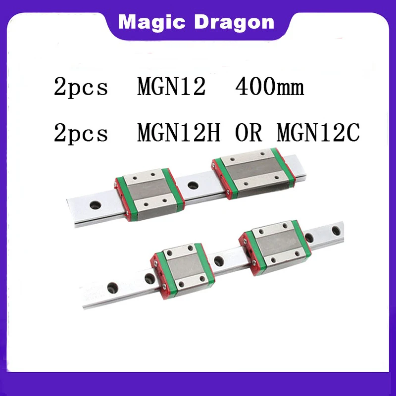 Magic Dragon คุณภาพสูงเรียบเนียน2PCS 12มม.คู่มือเชิงเส้น MGN12 400มม.+ 2PCS MGN12H หรือ2PCS MGN12C บล็อก3D เครื่องพิมพ์ CNC 1