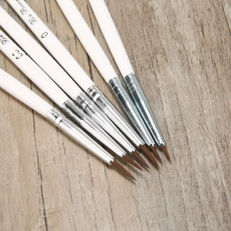 6 Piece Miniature Art Fine Detail Paint Brush Set for Detailing & Art Hand Drawn Painting Brush Pen Nylon Hair Wood Handle