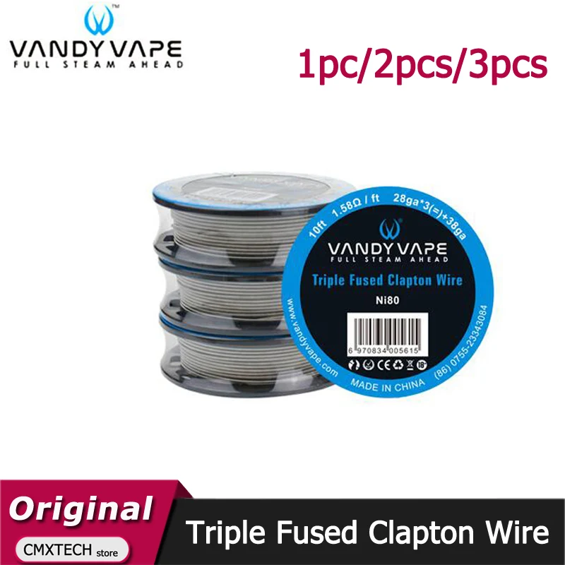 1 3 шт. оригинальный Vandy Vape тройной плавленый провод Клэптона Ni80 10 футов 28ga * + 38ga