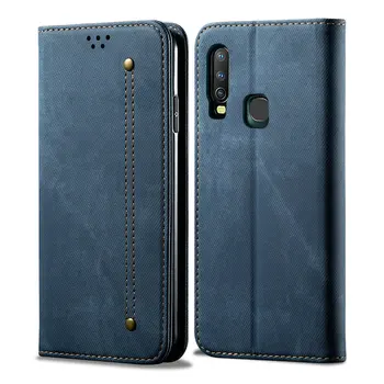

For Vivo Y19 Vivo Y12 Y 12 Y 19 Y17 Flip Case Luxury Solid Leather Denim Wallet Cover for Vivo Y50 Case Y30 Y 50 19 3 Shockproof