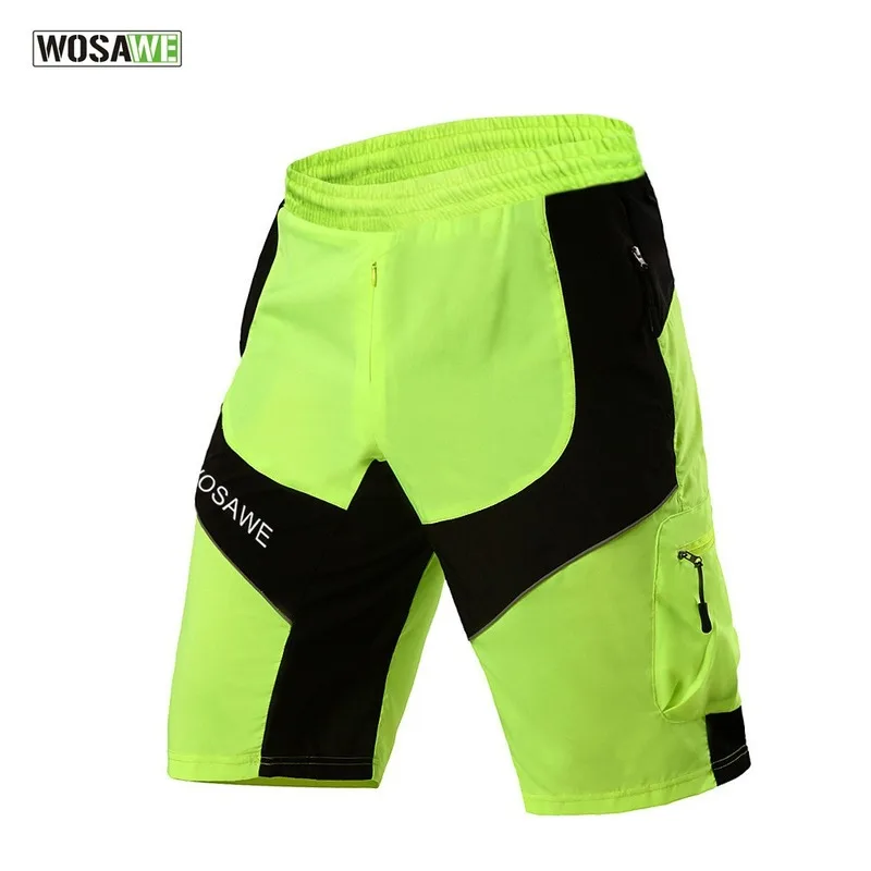 

WOSAWE Summer Reflective Men's Mountain Bike Shorts Breathable Quick Dry Cycling Short Mtb Downhill Shorts with Zipper Pockets