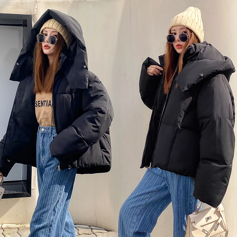 

Warm Winter Parkas Feamle Korean Hooded Loose Bubble Coat Ladies Coats and Jackets Crop Puffer Jacket New Fashion