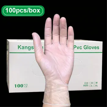 

100 pcs/box Disposable powder-free PVC gloves Food grade Ordinary labor protection gloves