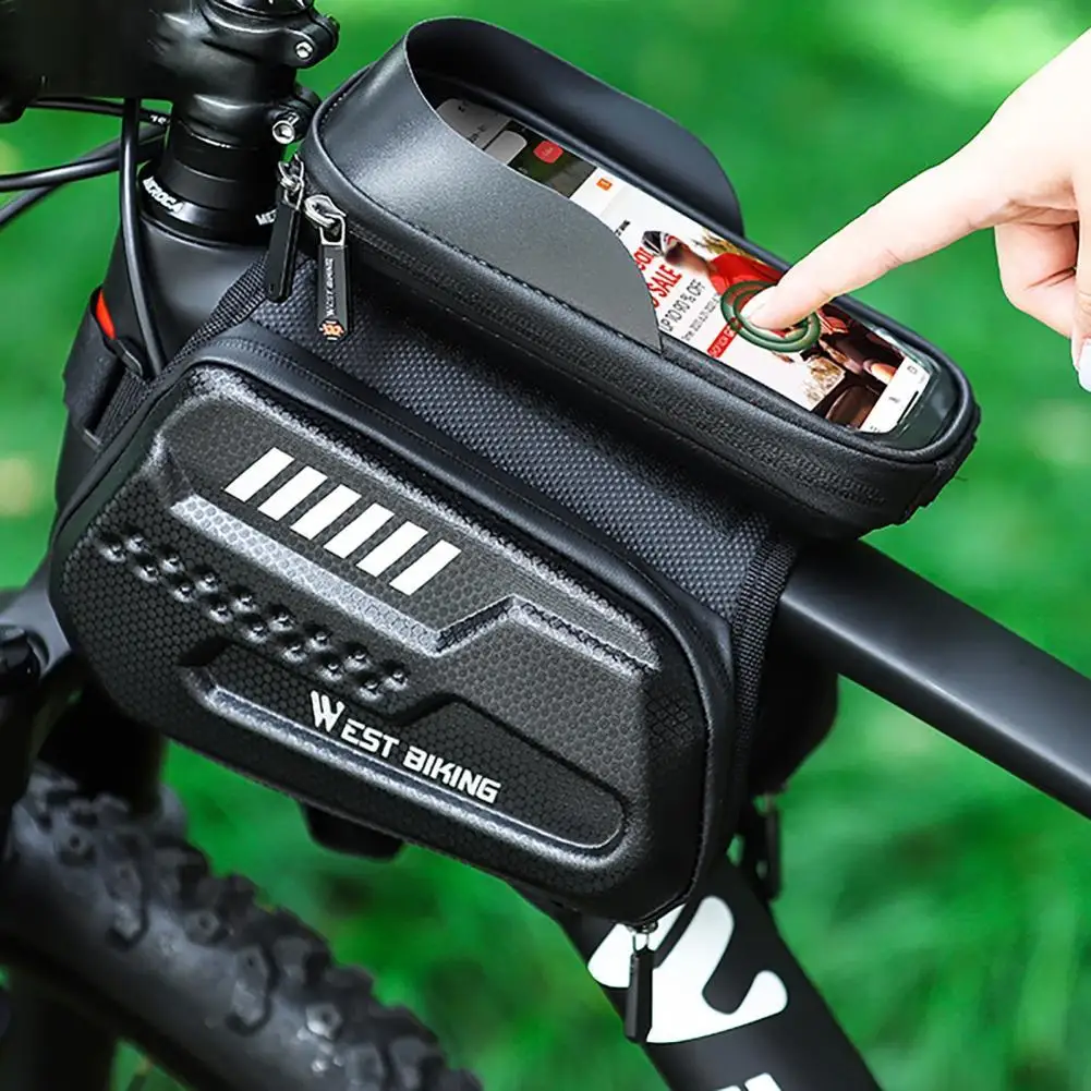 

Faux Leather Useful Waterproof Faux Leather Bike Frame Bag with Headphone Hole Cycling Bag Fine Workmanship for Cycling