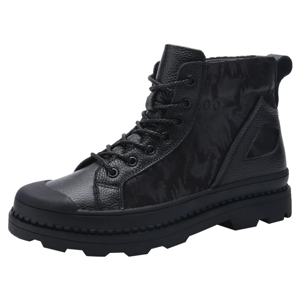 Men's Round Head Strap High-top Wear-resistant Lace-up Male Outdoor Work Safty Shoes Tide Man's Tooling Boots Chaussure Homme