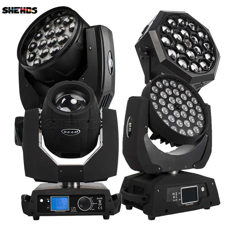 19x15W Wash /36x18W /12W LED Zoom Moving Head 7R Beam light 18x12W Bee eye Par lights Projector For DJ Disco Party stage Ball