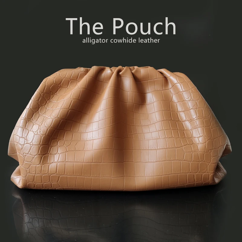

2020 Fashion famous luxury brand style women bags alligator cowhide pouch Cloud bag handbag split leather Day clutch quality