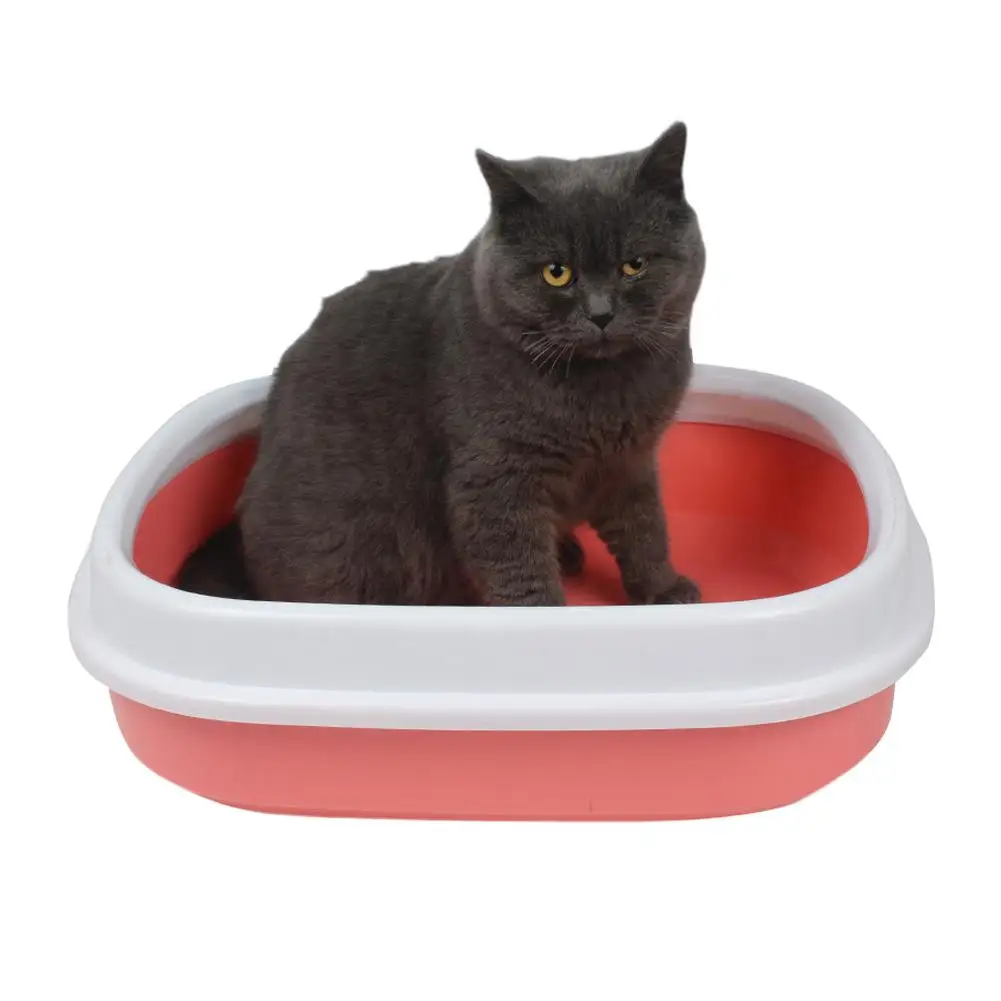 Овальный поднос с защитой от брызг для котенка, пластиковый поднос для туалета в помещении, поддон с лопатой для кошачьего туалета, товары для кошек