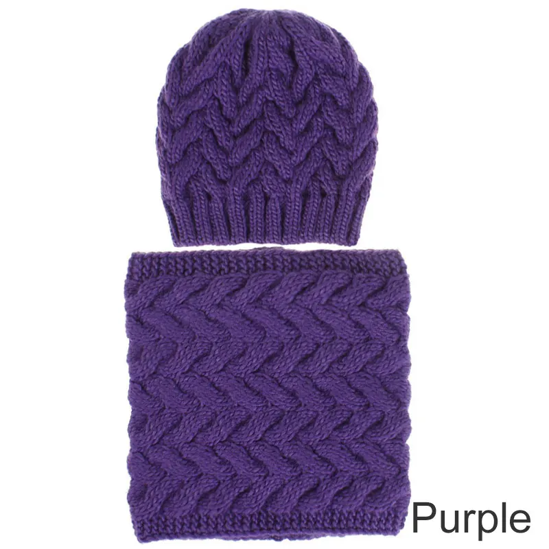 Новая модная зимняя шапка, шарф, набор для женский шарф на шею, толстая ветрозащитная женская шапка, шапки вязаные теплые многофункциональные - Цвет: purple