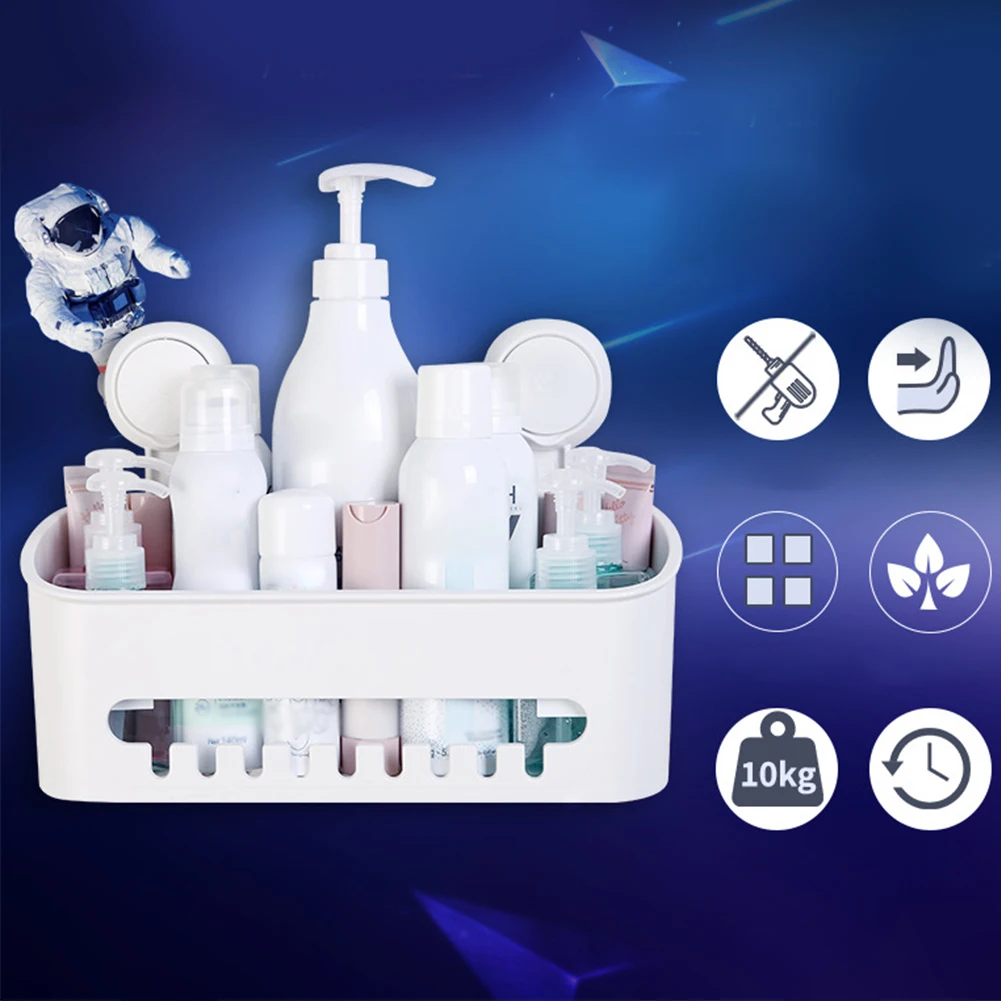 

Organizer Shower Basket Removable Heavy Duty Holder Wall Hanging Suction Cup Kitchen Bathroom Shampoo Shelf ABS Storage