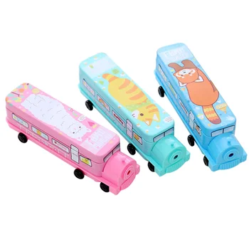 

1pc Pencil Case Train Shaped Creative Double Layer Pencil Holder Box Stationery Supplies Pencil Box for Students Children Kids