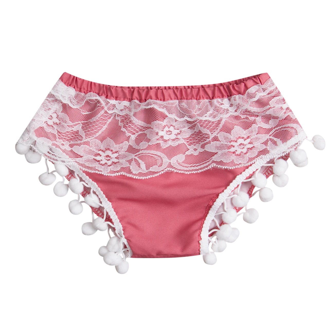 Pudcoco Lovely Kids Baby Girls Summer Lace With Tassel Regular Elastic Waist Cotton Shorts 6m-4y